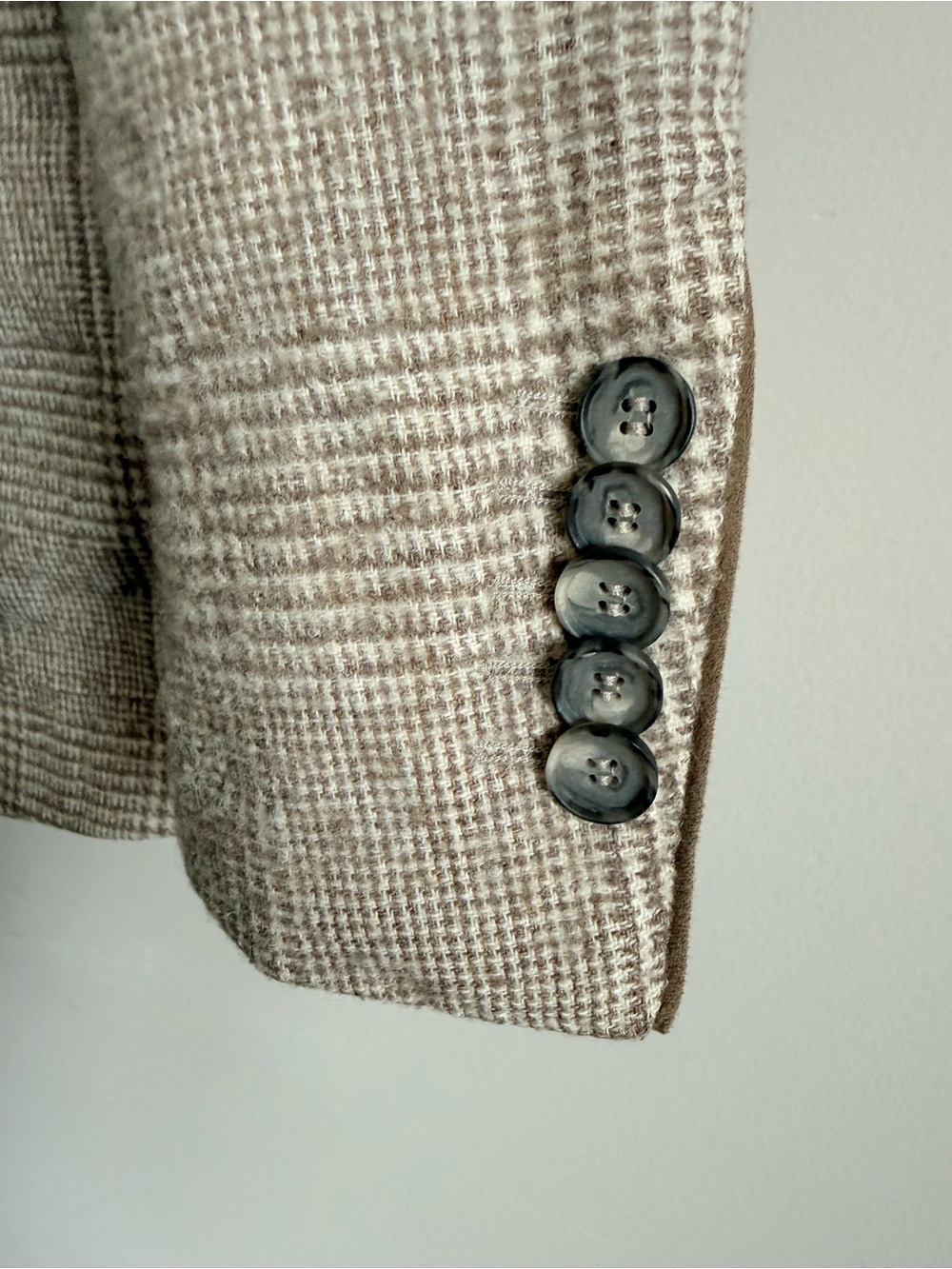 Hugo Boss Vintage Unisex Beige Italian Woven Plaid Blazer - Picture 5 of 13
